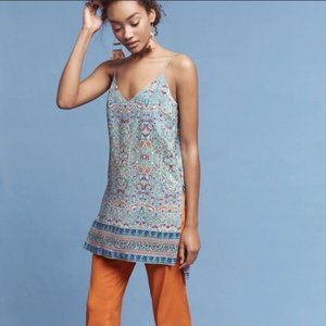 Anthropologie Maeve 0 Meret Silk Tunic Tank Green